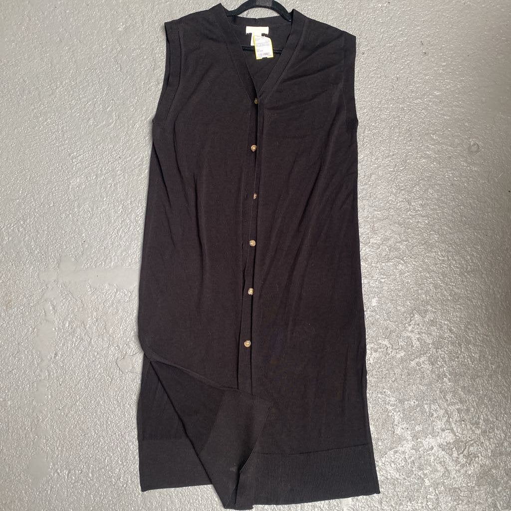 Knit Sleeve Less Cardigan Button Down