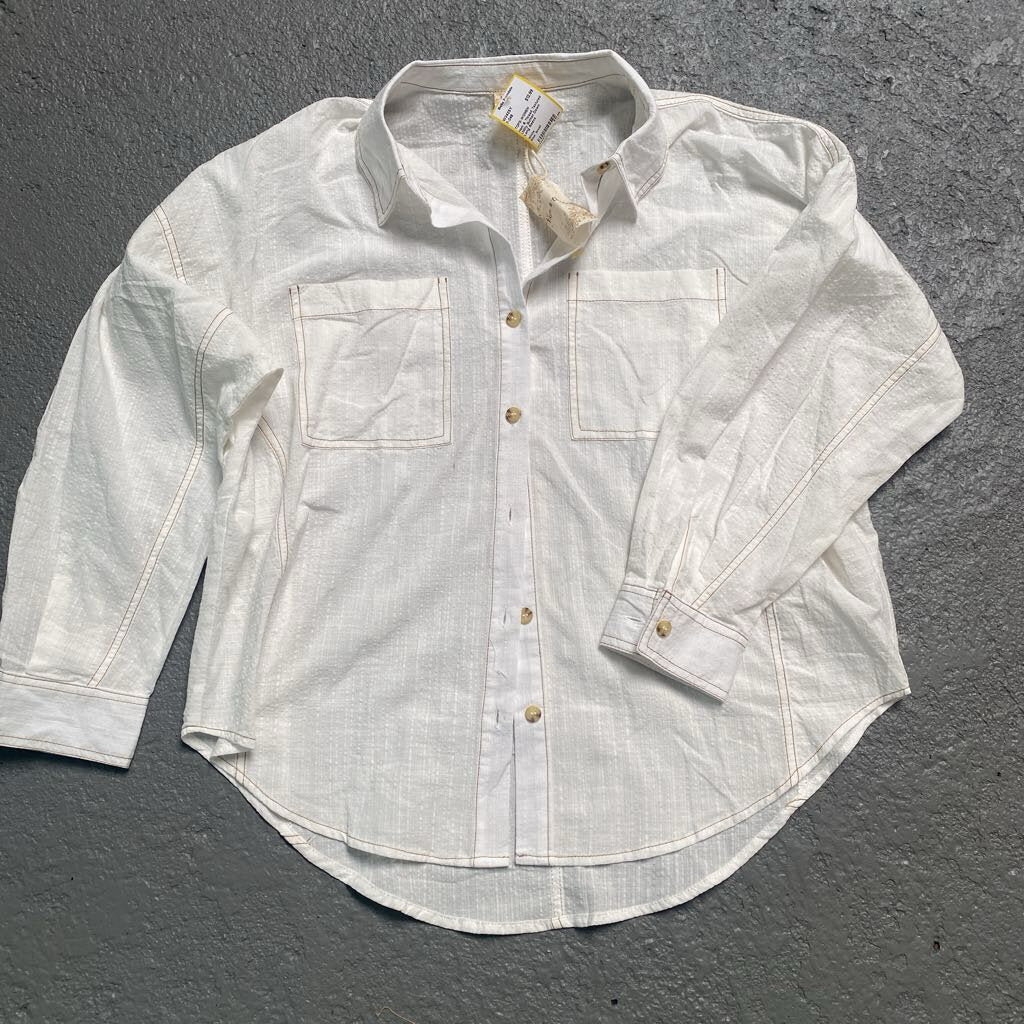Textured Utility Button Down Long Sleeve