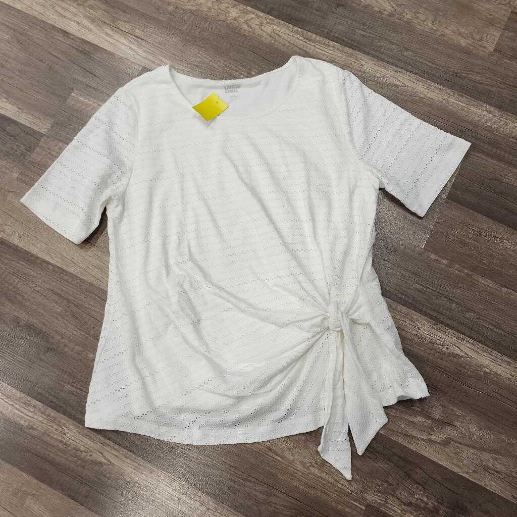 Lands End Crochet SS Side Knot Top