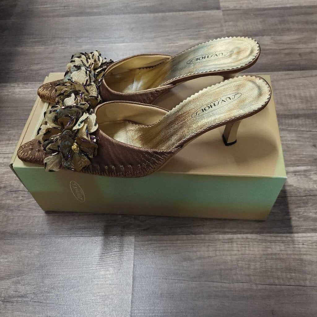 Luvshoes Vintage Floral Heeled Mules