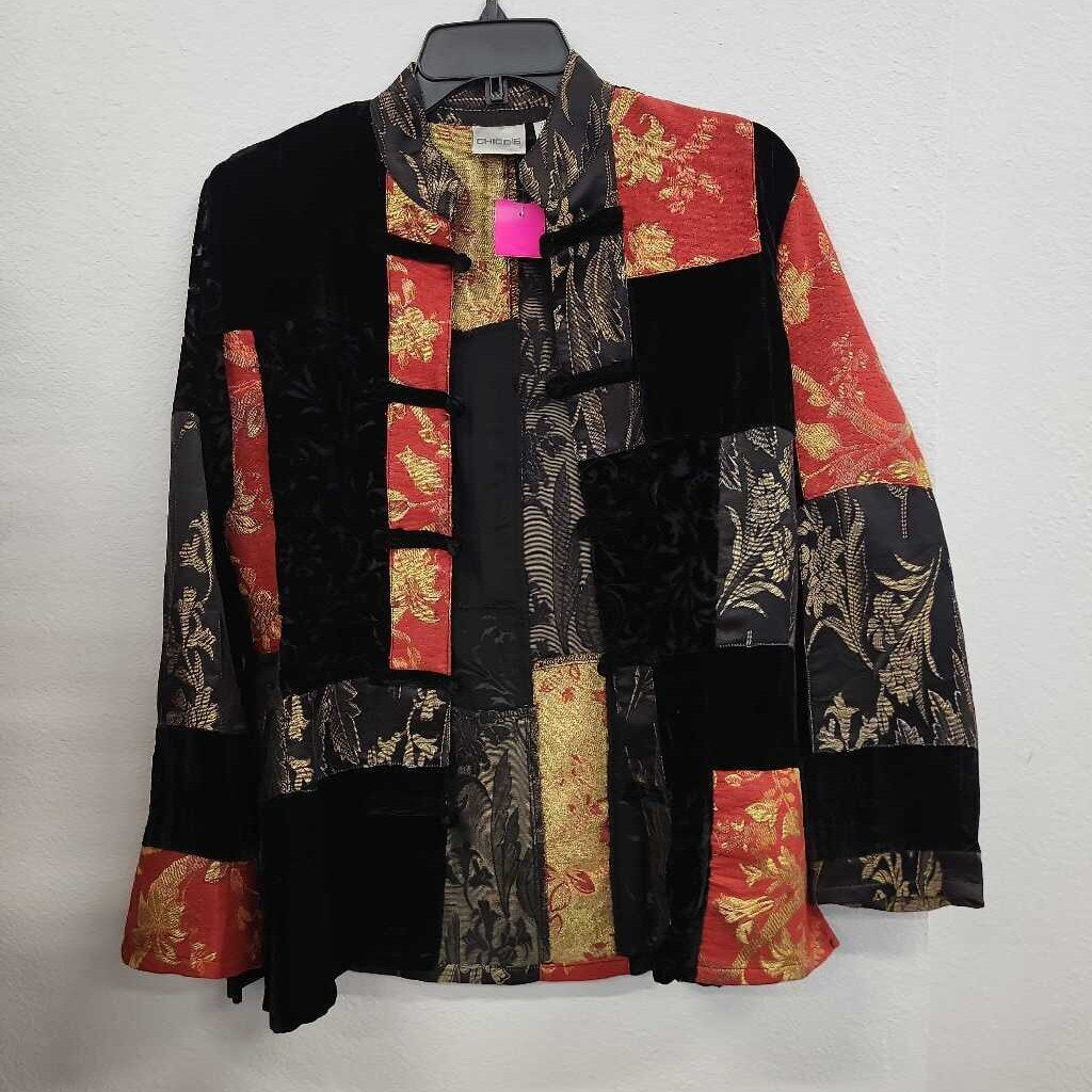 Chicos Asian Style Velvet Patchwork Blazer