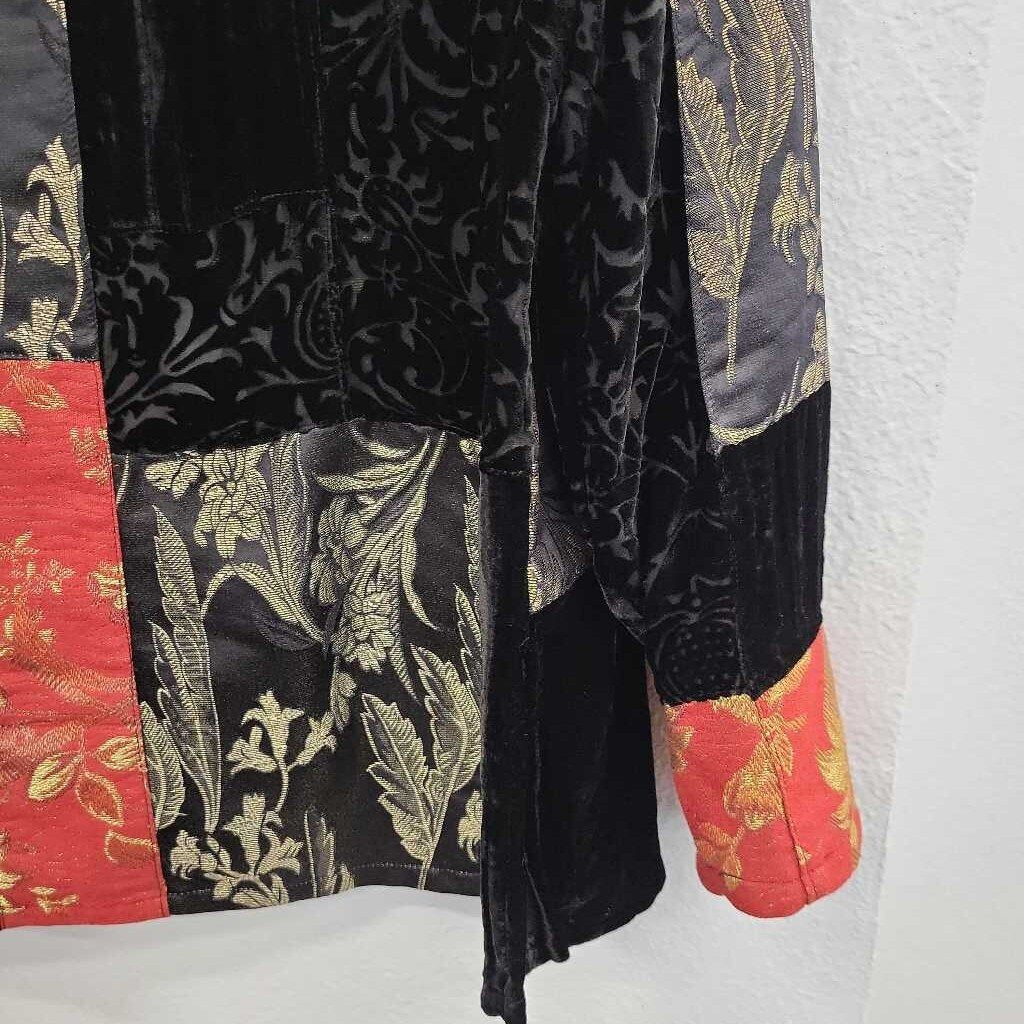 Chicos Asian Style Velvet Patchwork Blazer
