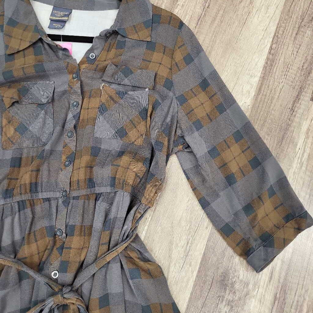 Outlander 3/4 Slv Plaid Dress