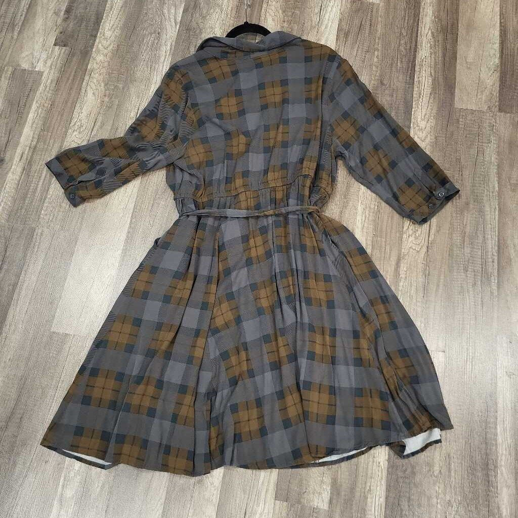 Outlander 3/4 Slv Plaid Dress