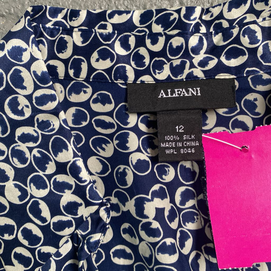 Pattern Faux Wrap LS Blouse