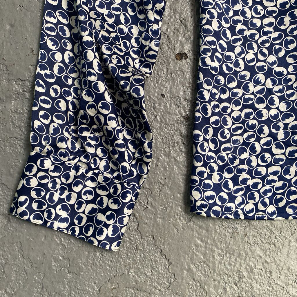 Pattern Faux Wrap LS Blouse