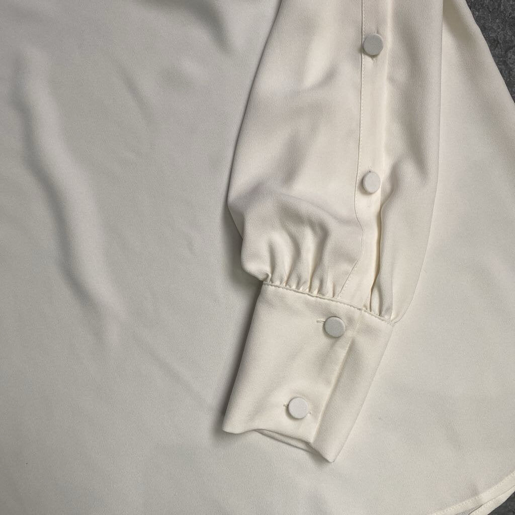 Faux Silk Button Sleeve LS