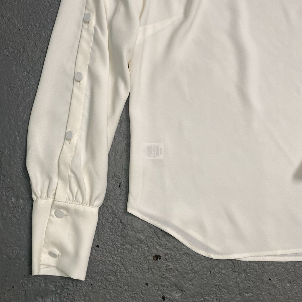 Faux Silk Button Sleeve LS