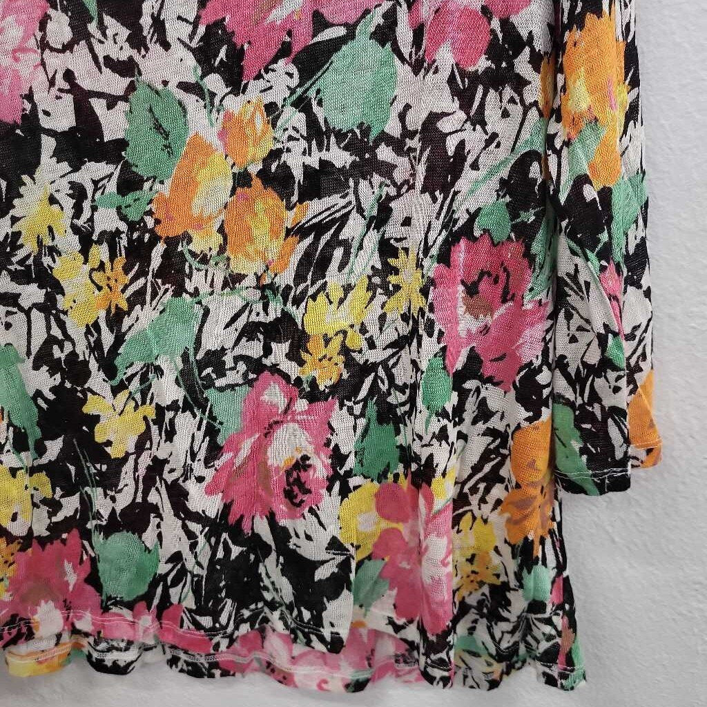 Lauren Ralph Lauren 100% Linen Floral Print 3/4 Slv Blouse