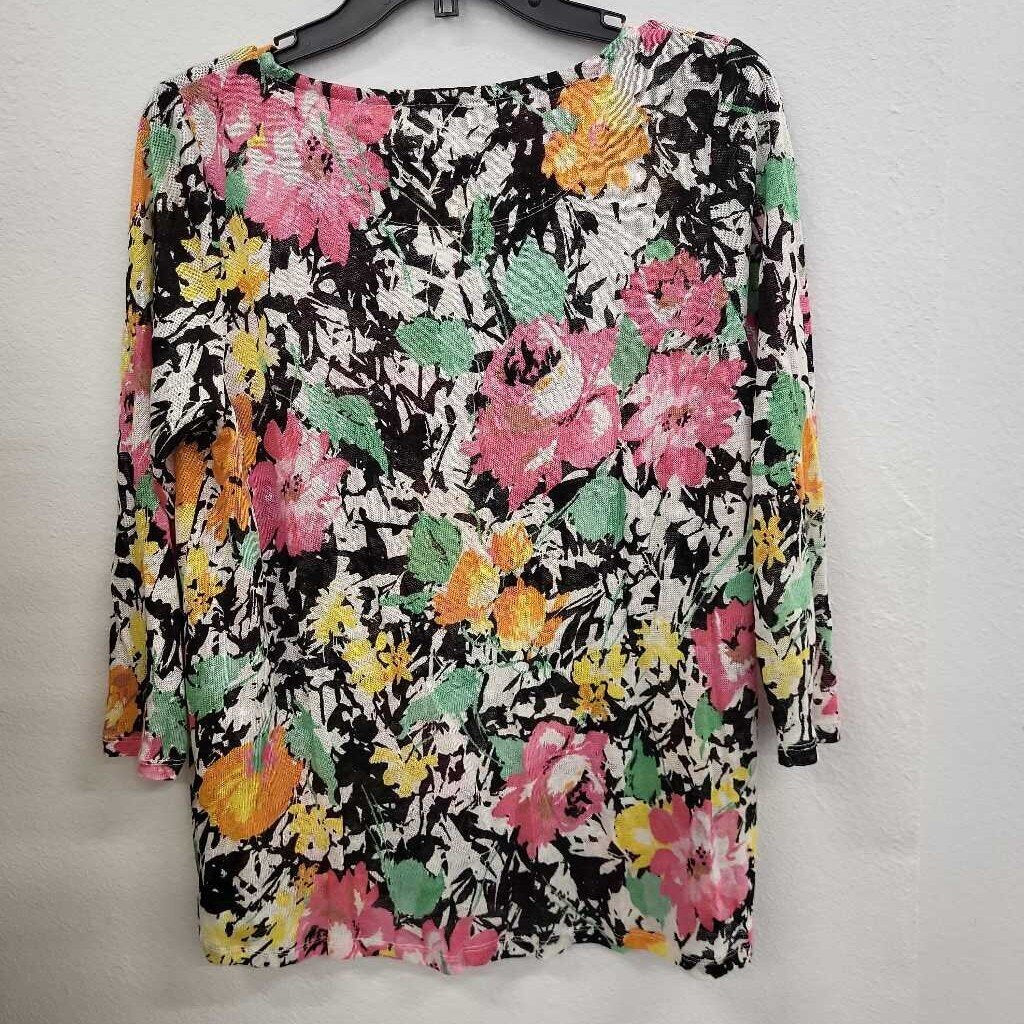 Lauren Ralph Lauren 100% Linen Floral Print 3/4 Slv Blouse
