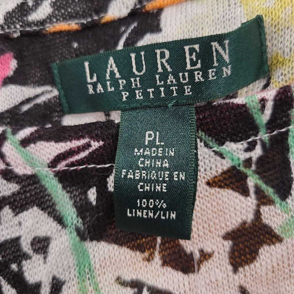 Lauren Ralph Lauren 100% Linen Floral Print 3/4 Slv Blouse
