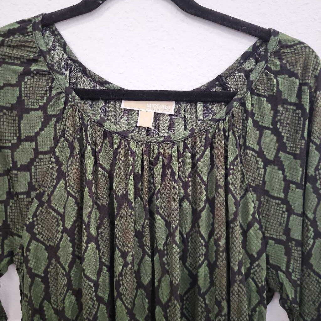 Michael Kors 3/4 Slv Animal Print Top