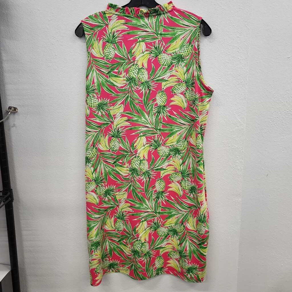 Caribbean Joe Tropical Fruit Print SL Dress