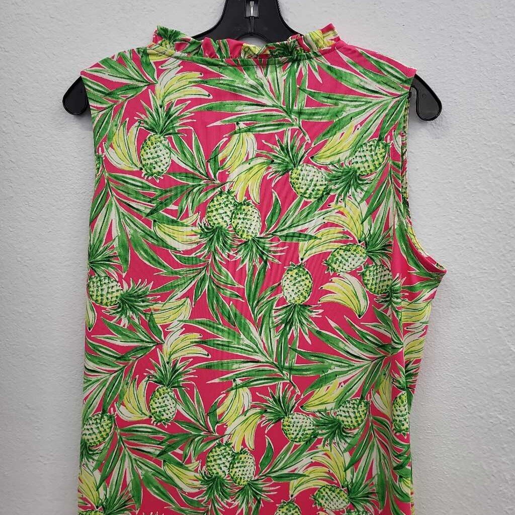 Caribbean Joe Tropical Fruit Print SL Dress