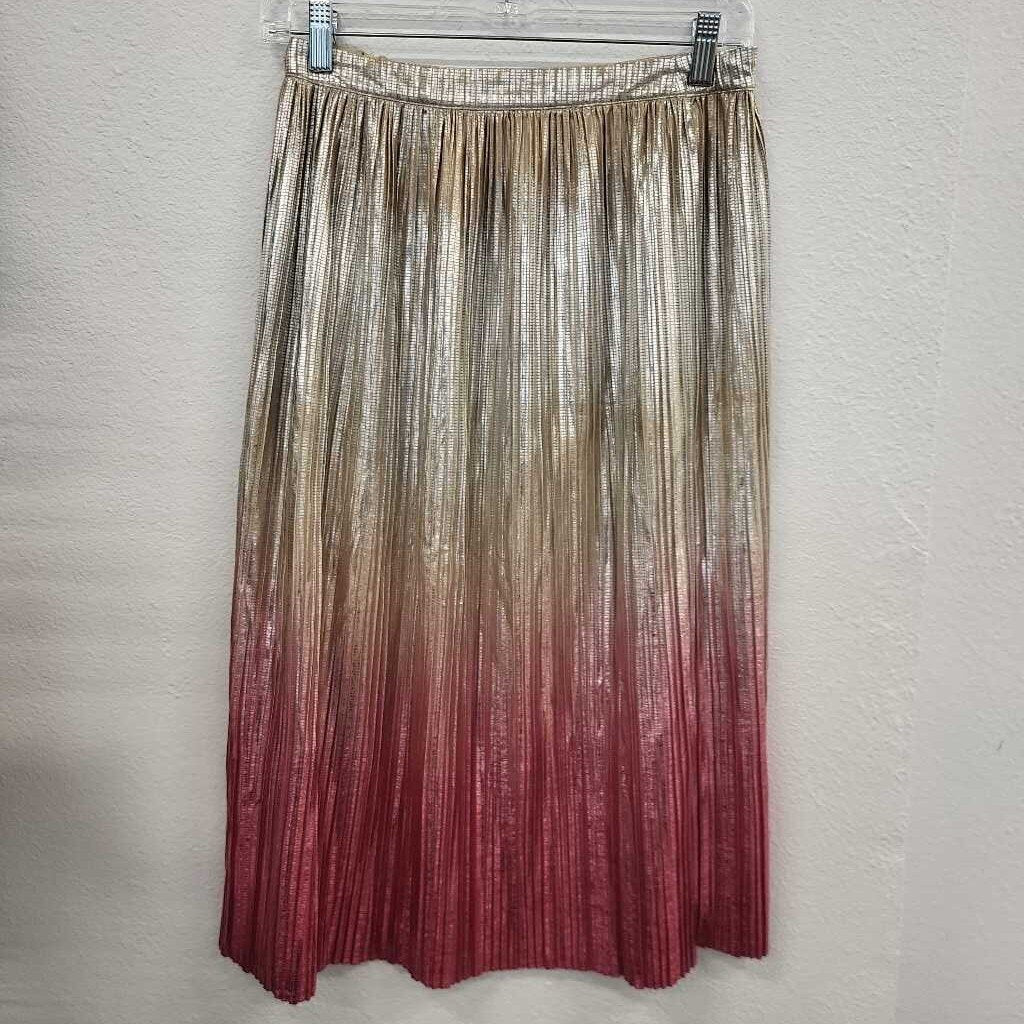 Seen Worn Metalic Gold & Pink Midi Skirt