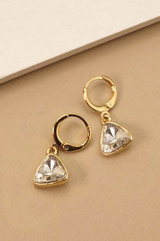 TRIANGLE CZ DROP MINI HOOP EARRINGS