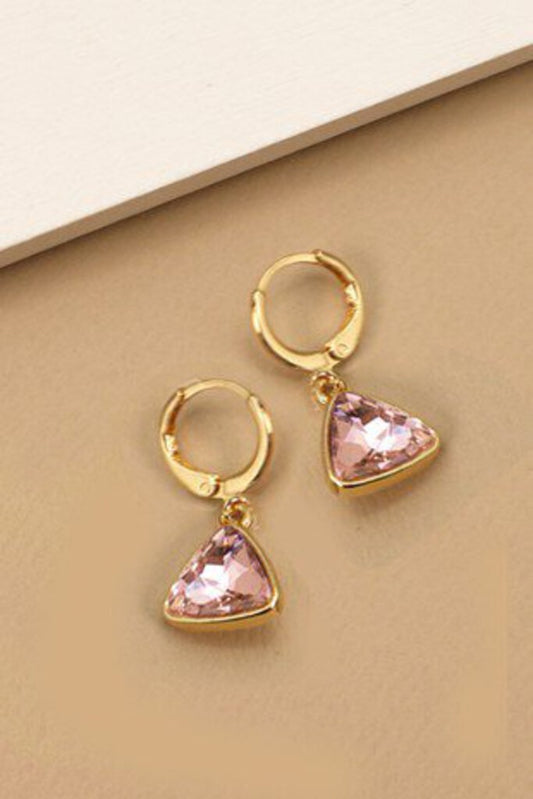 TRIANGLE CZ DROP MINI HOOP EARRINGS