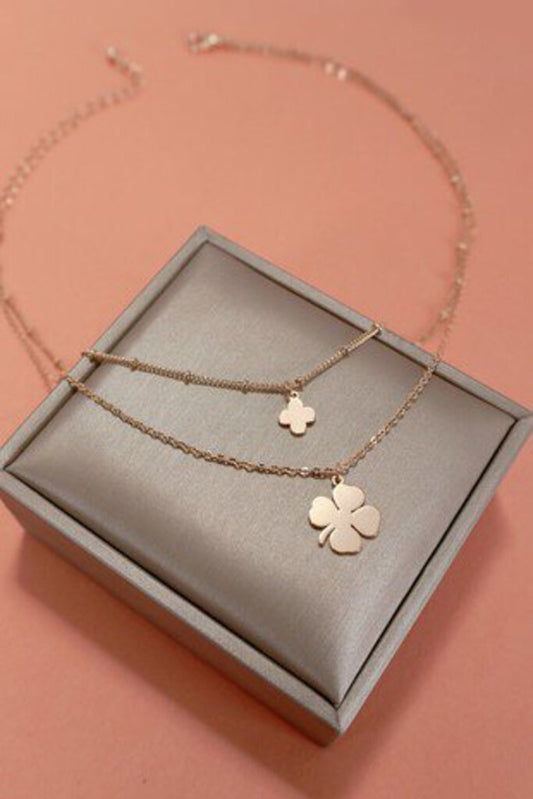 DOUBLE FOUR LEAF CLOVER NECKLACE