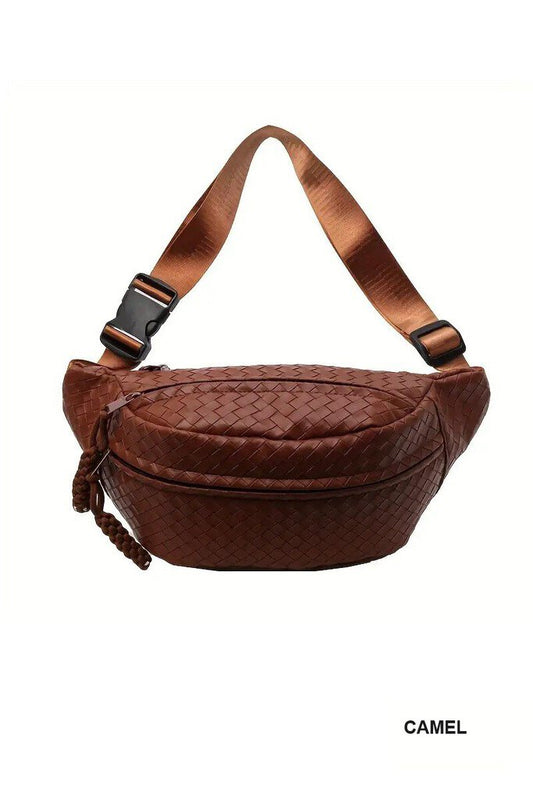 VEGAN LEATHER WOVEN ATLAS CROSSBODY BAG