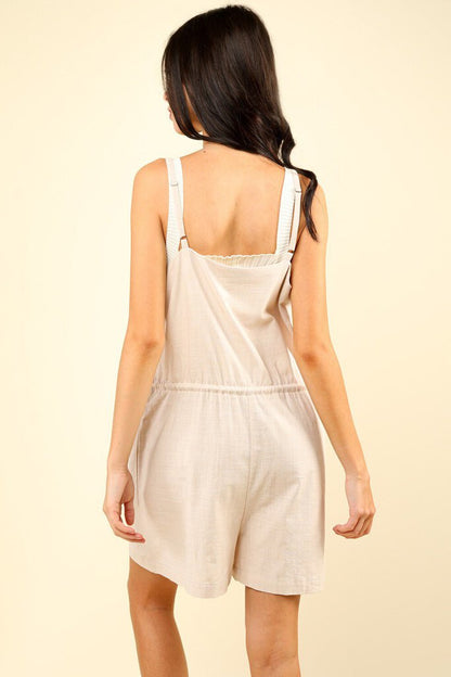 Button Down Solid Woven Romper