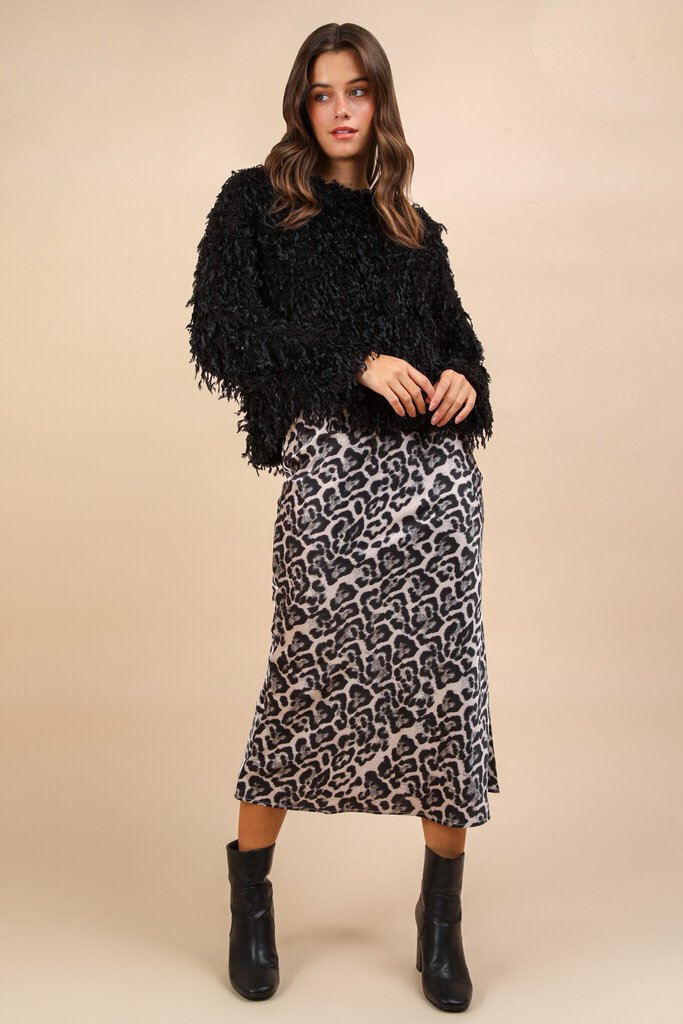 Leopard Printed Bias Cut Midi Skirt