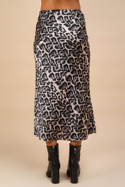 Leopard Printed Bias Cut Midi Skirt