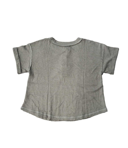Waffle Button Short Sleeve Top