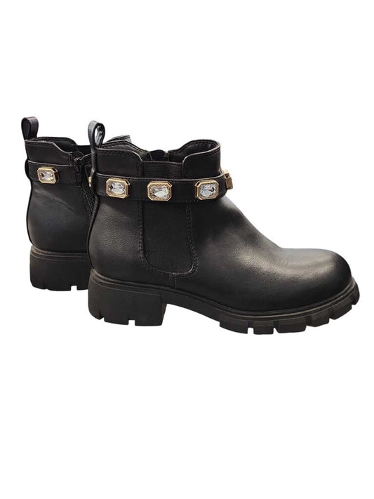 Rhinestone Lug Sole Boots