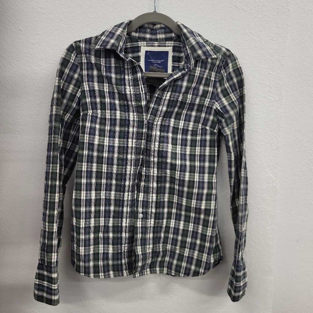 American Eagle Plaid Button-Up Shirt