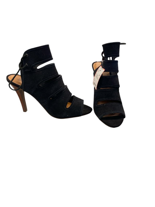 Black Cut-Out Heeled Ankle Boots