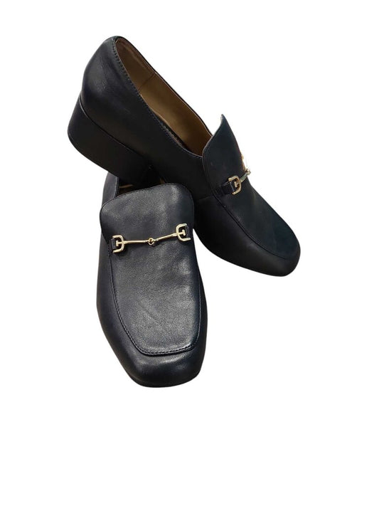 Sam Edelman Black Leather Mules with Gold Accents