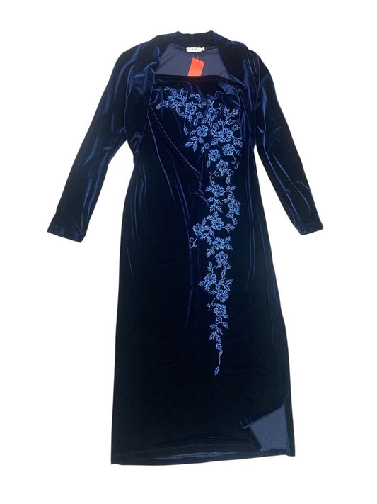 Velour Formal W/Shimmery Flowers Vintage Dress