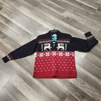 Fred David Holiday Sweater with Reindeer and Snowflakes