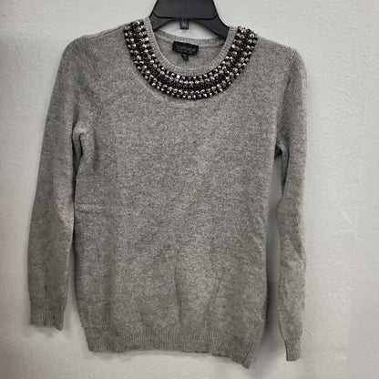 Topshop Gray Sweater with Beaded Collar