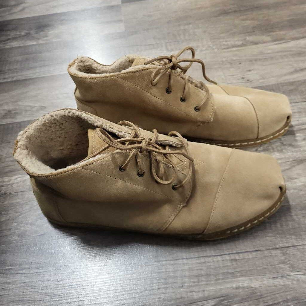 TOMS Beige Suede Lace-Up Boots