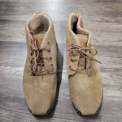 TOMS Beige Suede Lace-Up Boots