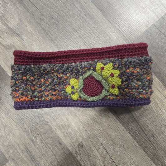 Handmade Knit Headband with Floral Design