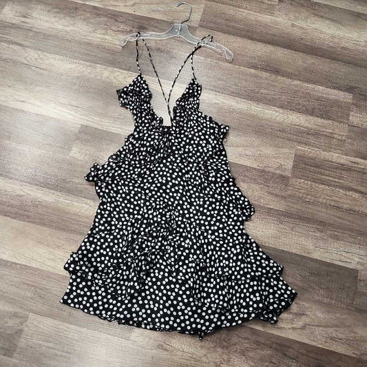 Zara Black Polka Dot Ruffled Dress