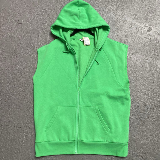 zip up sleeve less hoodie