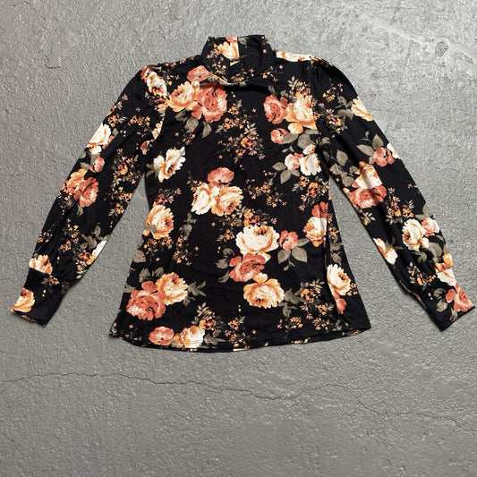 Floral Mock Neck LS