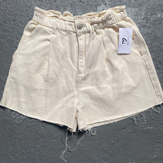 paper bag denim shorts