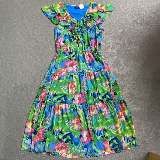 Sheer Ruffle Neck Line Maxi
