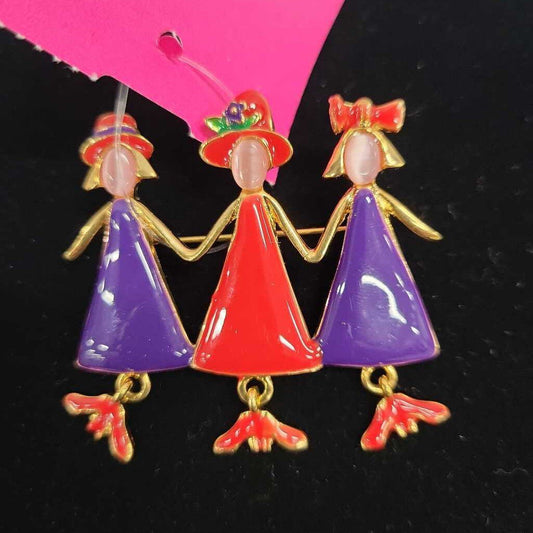 Vintage TC Womens Red & Purple Brooch