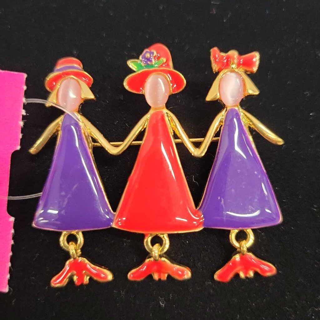 Vintage TC Womens Red & Purple Brooch