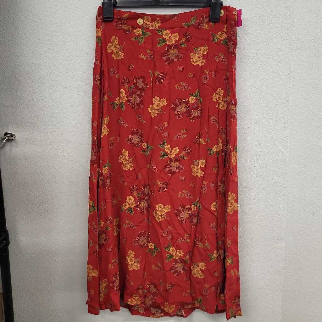 Eddie Bauer Floral Print Wrap Maxi Skirt