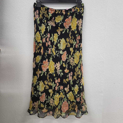 Allison Taylor Floral Print Maxi Silk Skirt