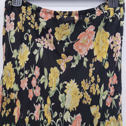 Allison Taylor Floral Print Maxi Silk Skirt