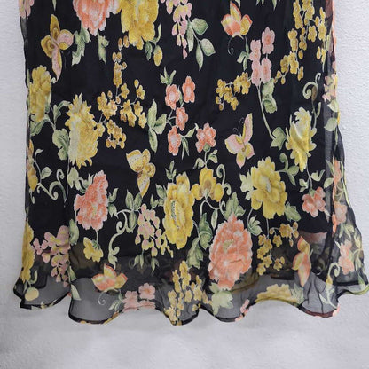 Allison Taylor Floral Print Maxi Silk Skirt