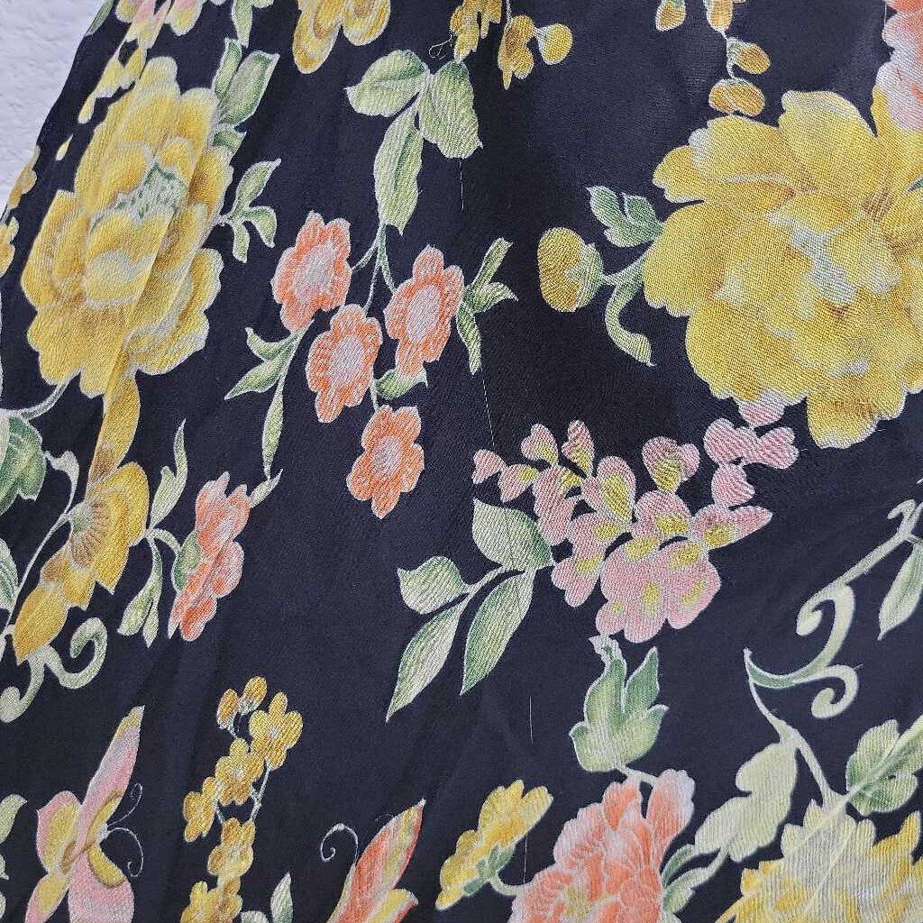 Allison Taylor Floral Print Maxi Silk Skirt