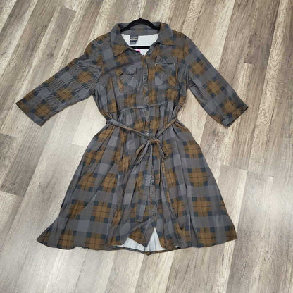 Outlander 3/4 Slv Plaid Dress